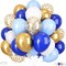 Blue Gold Balloons, 12 Inch Royal Blue and Gold Balloons, Blue and White Gold Balloons Metallic Gold Star Confetti Latex Balloons